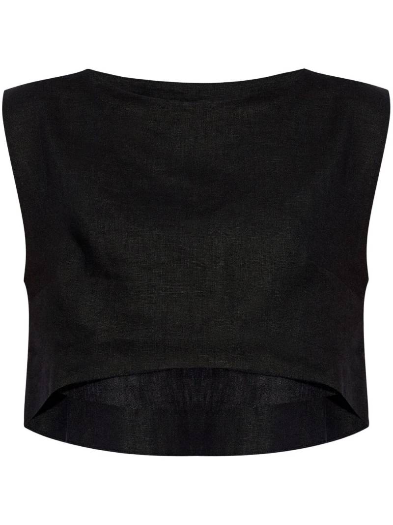 Posse Martina linen crop top - Black von Posse