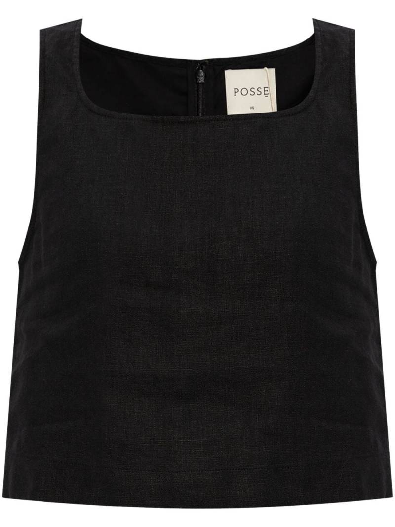 Posse Val square-neck linen top - Black von Posse