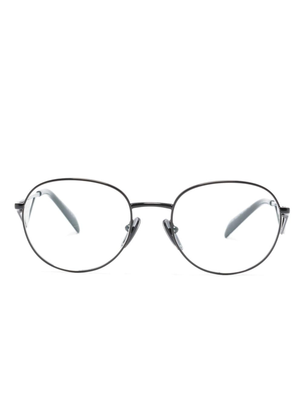 Prada Eyewear Triangle logo-plaque glasses - Black von Prada Eyewear