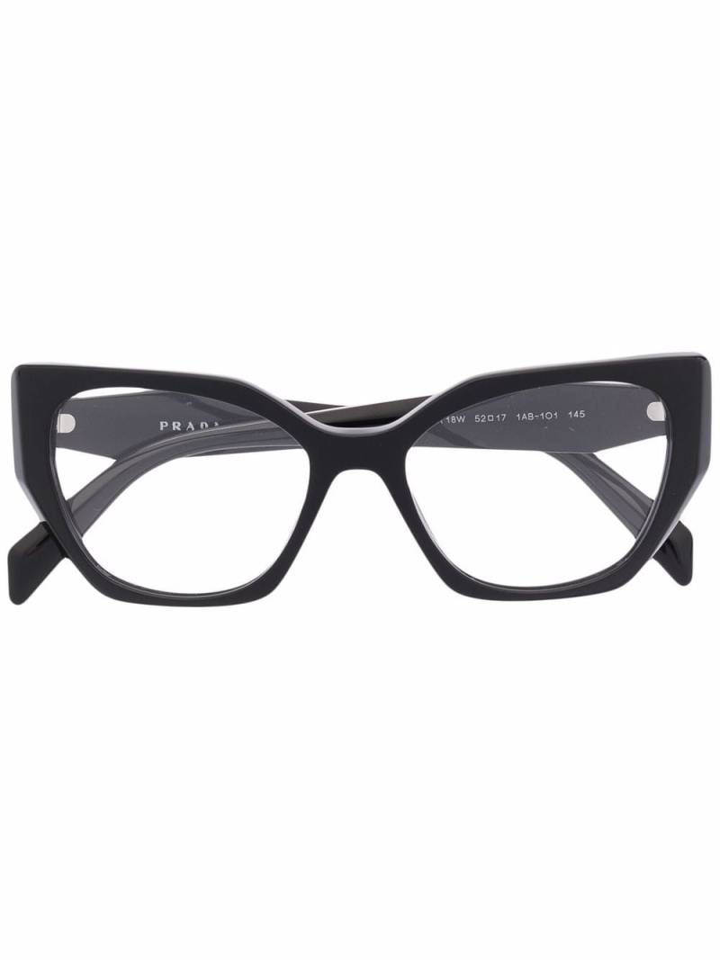 Prada Eyewear cat eye-frame logo-embossed glasses - Black von Prada Eyewear