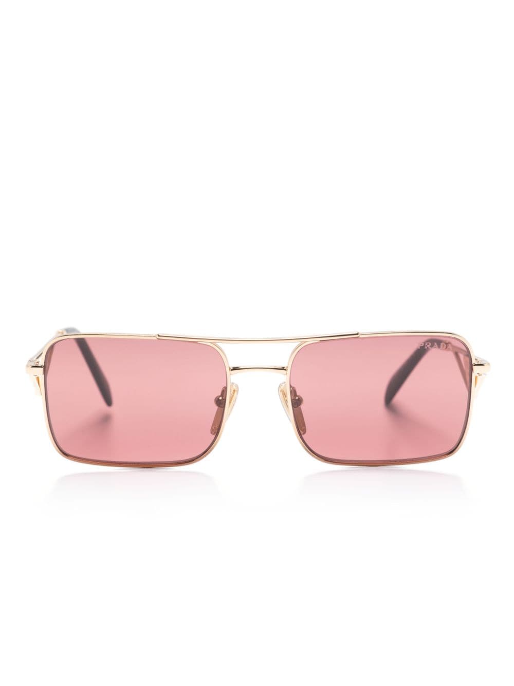 Prada Eyewear logo-plaque rectangle-frame sunglasses - Gold von Prada Eyewear