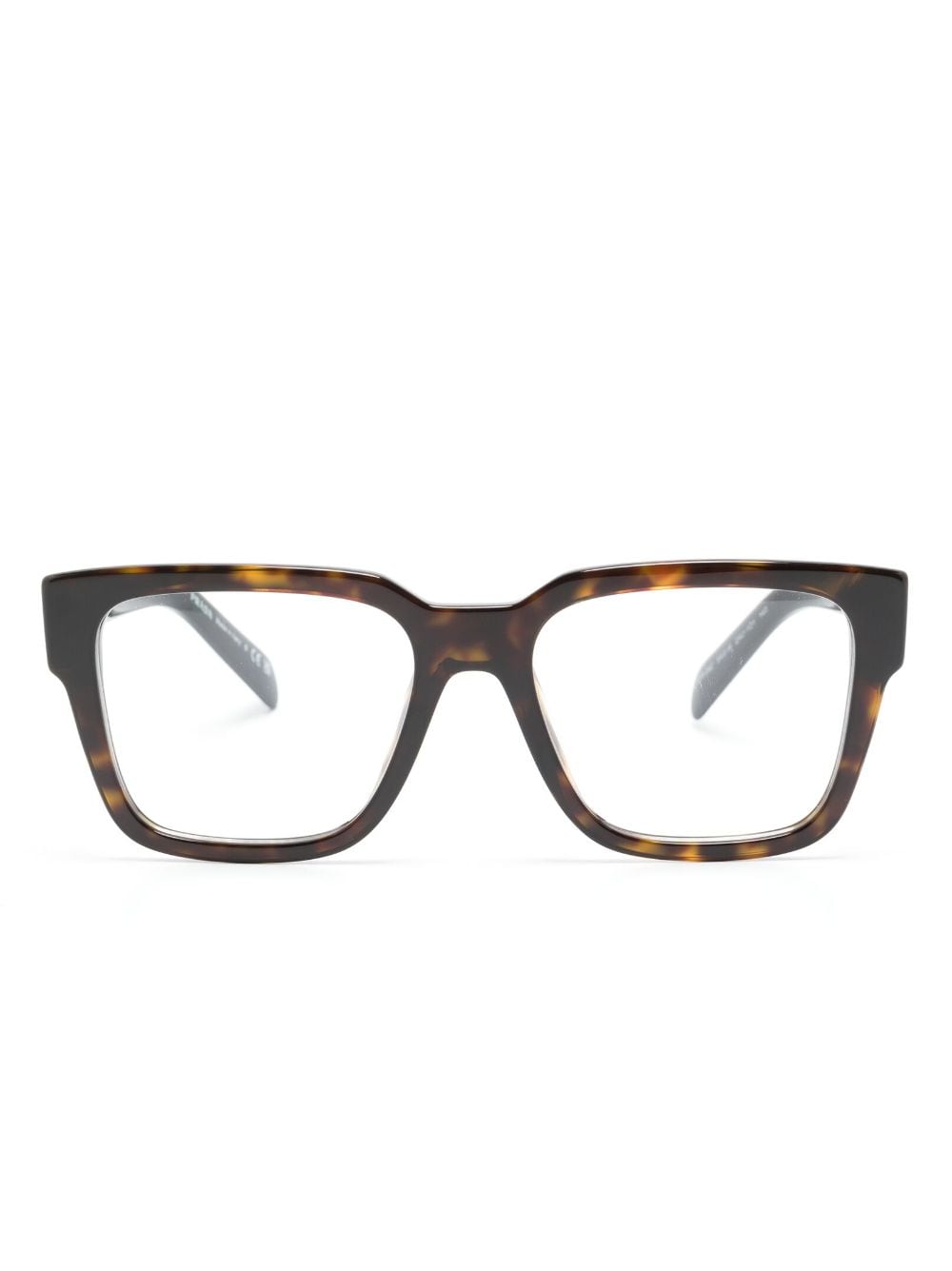 Prada Eyewear enamel-logo square-frame glasses - Brown von Prada Eyewear