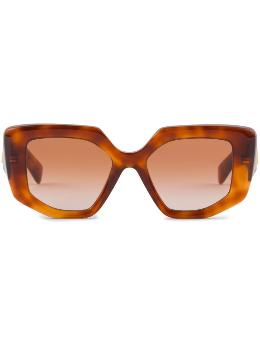 Prada Eyewear enamel triangle logo oversize-frame sunglasses - Brown von Prada Eyewear