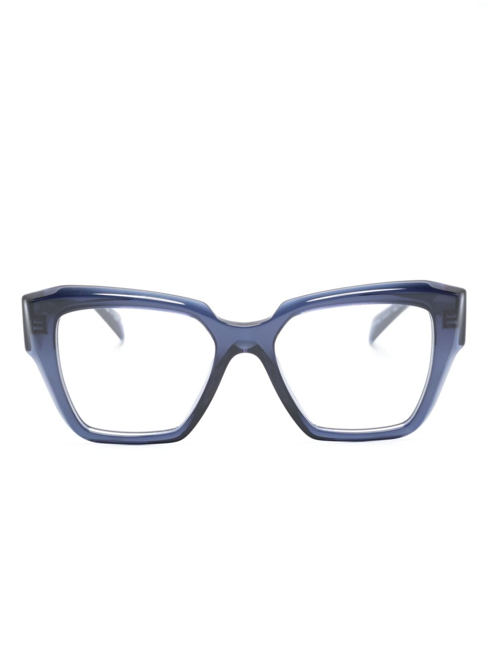 Prada Eyewear enamel triangle logo square-frame glasses - Blue von Prada Eyewear