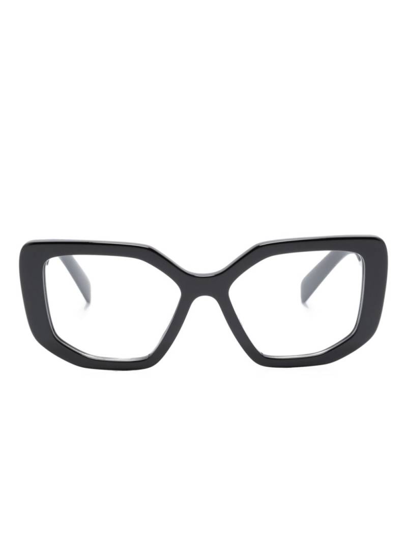 Prada Eyewear geometric-frame logo glasses - Black von Prada Eyewear