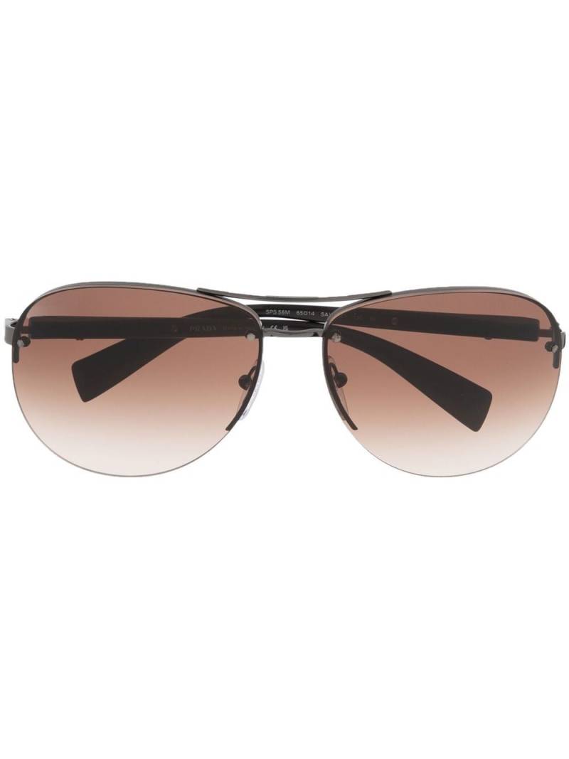 Prada Eyewear gradient lens round sunglasses - Brown von Prada Eyewear