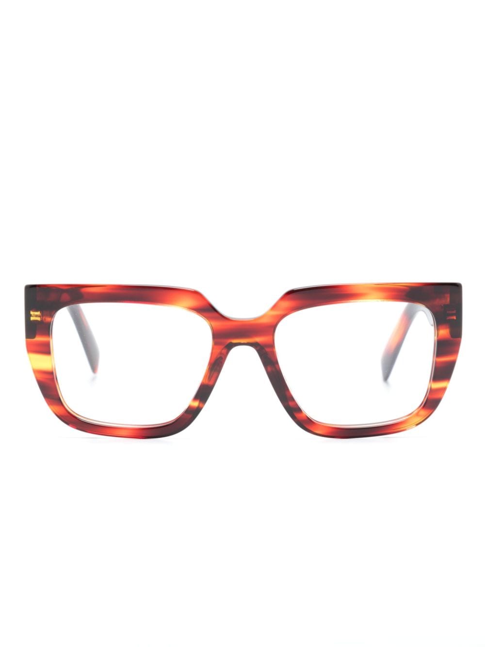 Prada Eyewear graphic-print square-shape glasses - Brown von Prada Eyewear