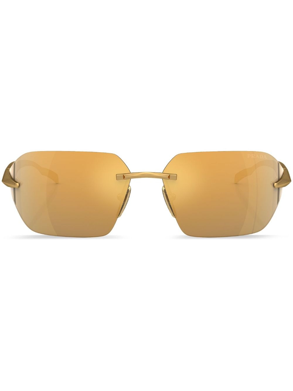Prada Eyewear logo-engraved frameless sunglasses - Gold von Prada Eyewear