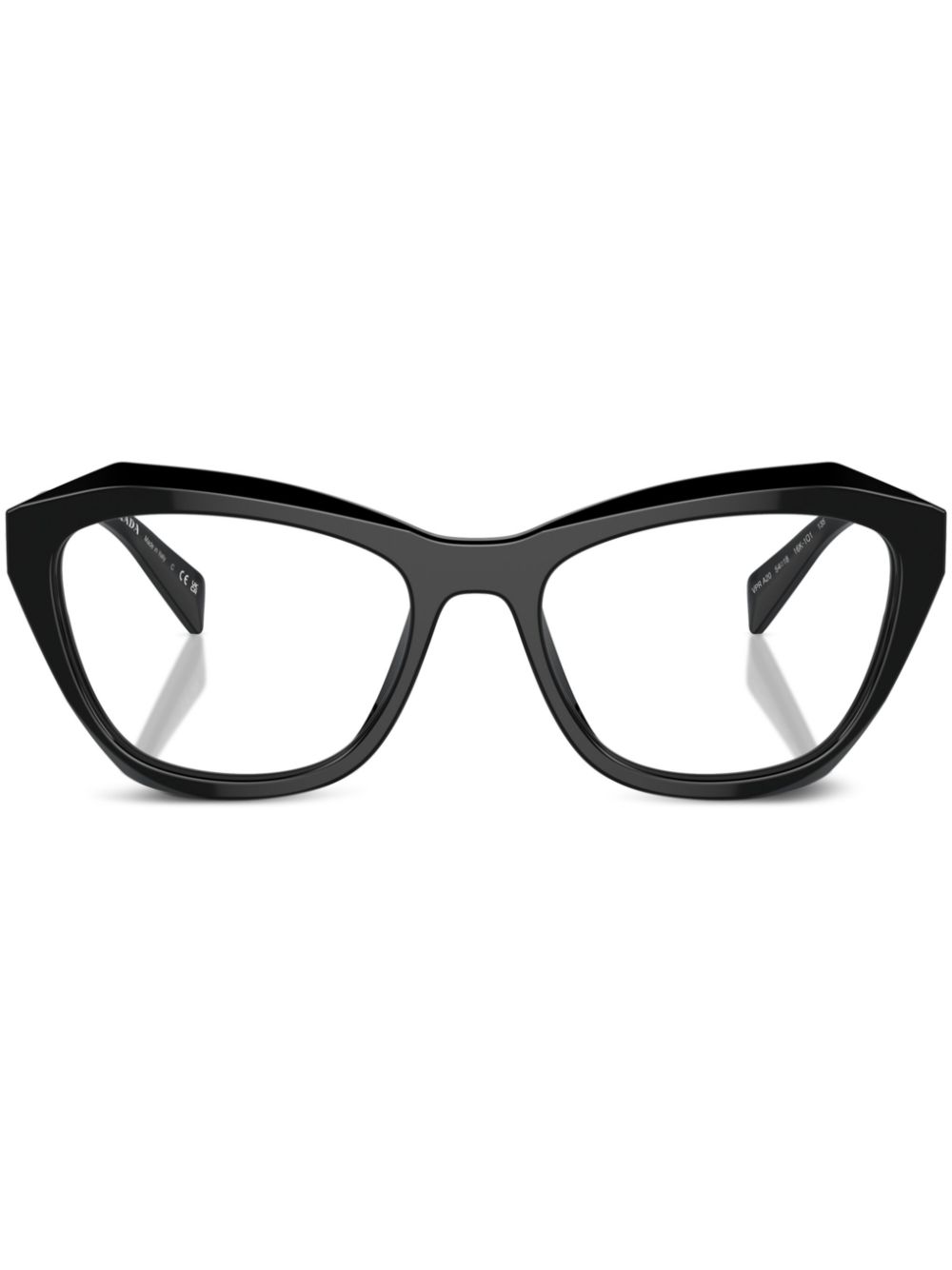 Prada Eyewear logo-engraved geometric-frame glasses - Black von Prada Eyewear