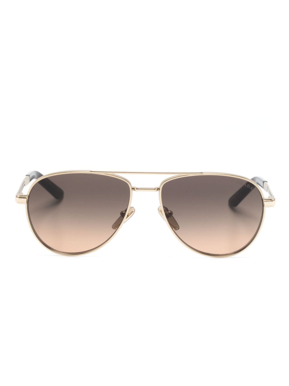 Prada Eyewear logo-engraved pilot-frame sunglasses - Gold von Prada Eyewear
