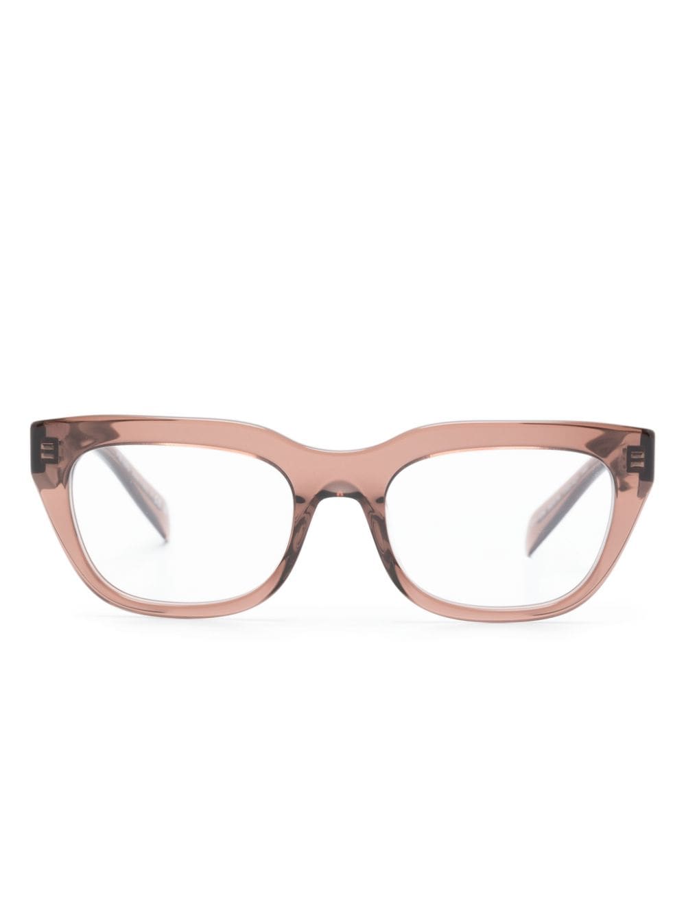 Prada Eyewear logo-engraved rectangle-frame translucent glasses - Brown von Prada Eyewear