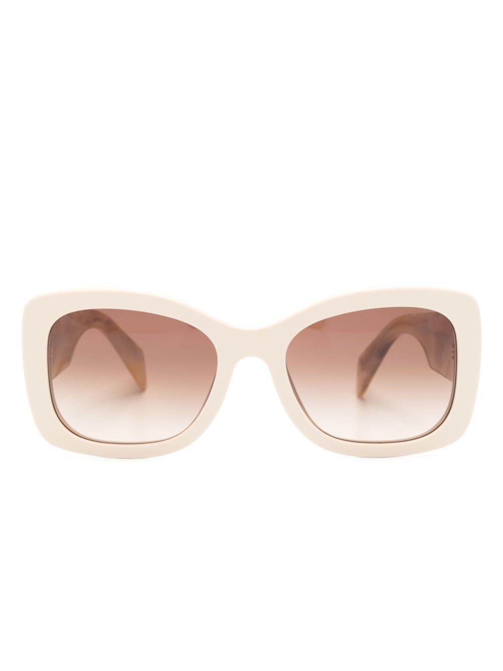 Prada Eyewear logo-lettering square-frame sunglasses - Neutrals von Prada Eyewear