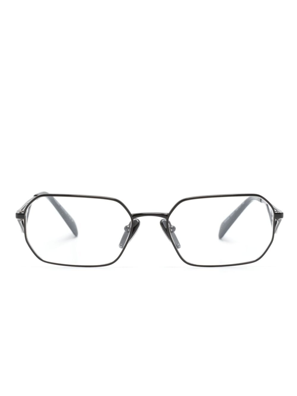 Prada Eyewear logo-plaque geometric-frame glasses - Black von Prada Eyewear