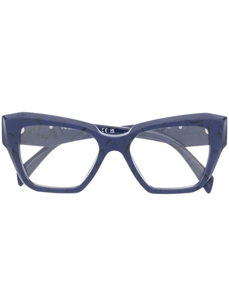 Prada Eyewear logo-plaque glasses - Blue von Prada Eyewear