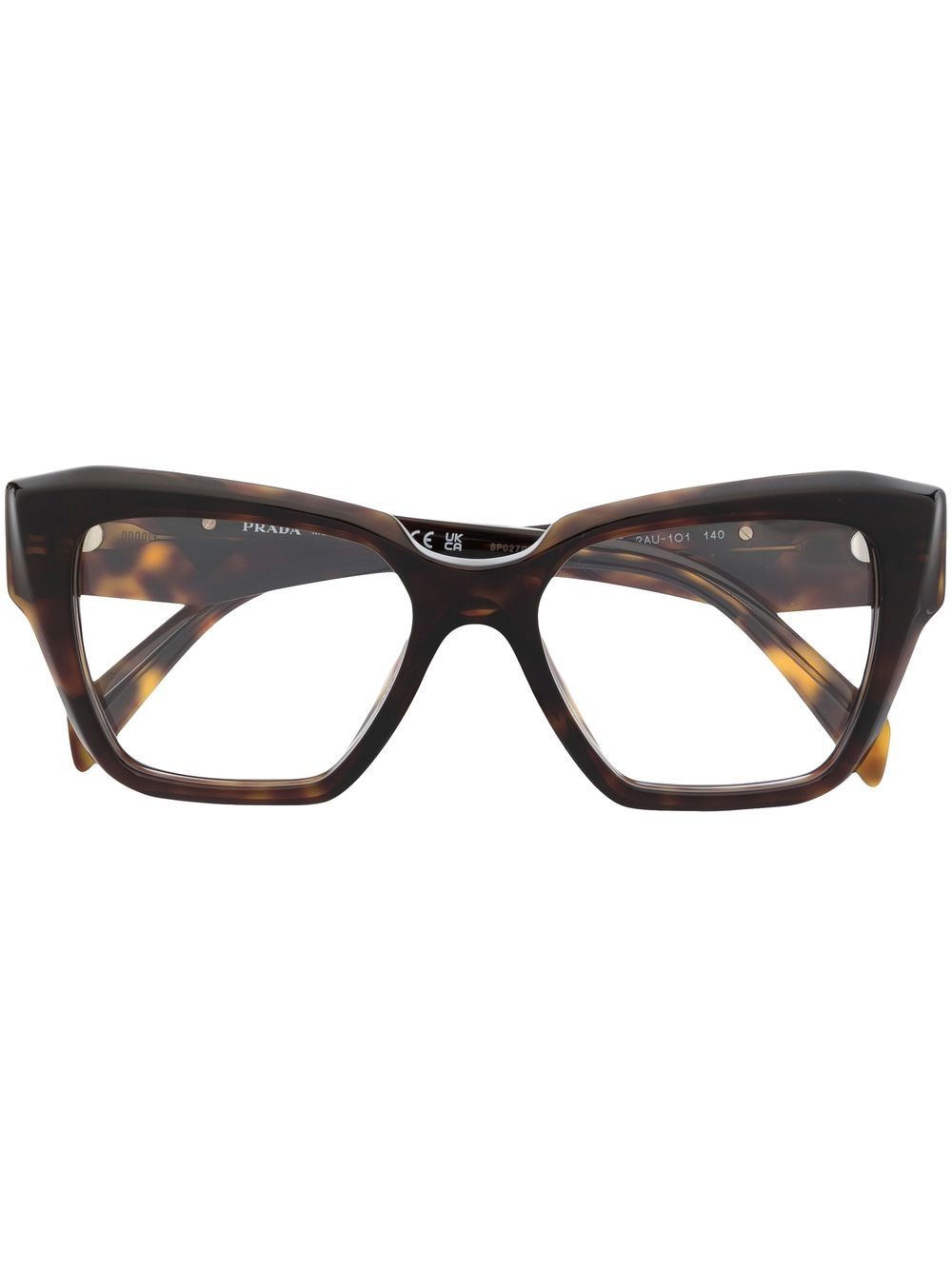 Prada Eyewear logo-plaque glasses - Brown von Prada Eyewear