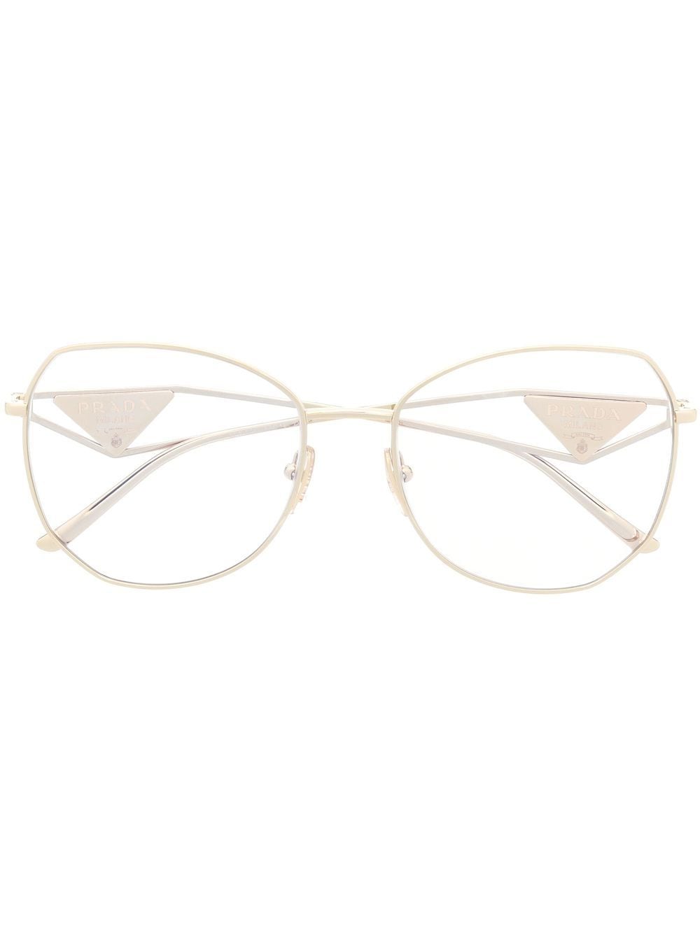 Prada Eyewear logo-plaque oversized-frame glasses - Gold von Prada Eyewear