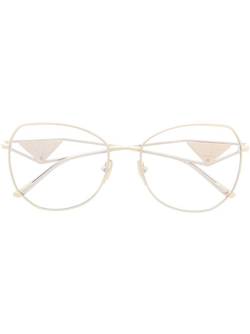 Prada Eyewear logo-plaque oversized-frame glasses - Gold von Prada Eyewear