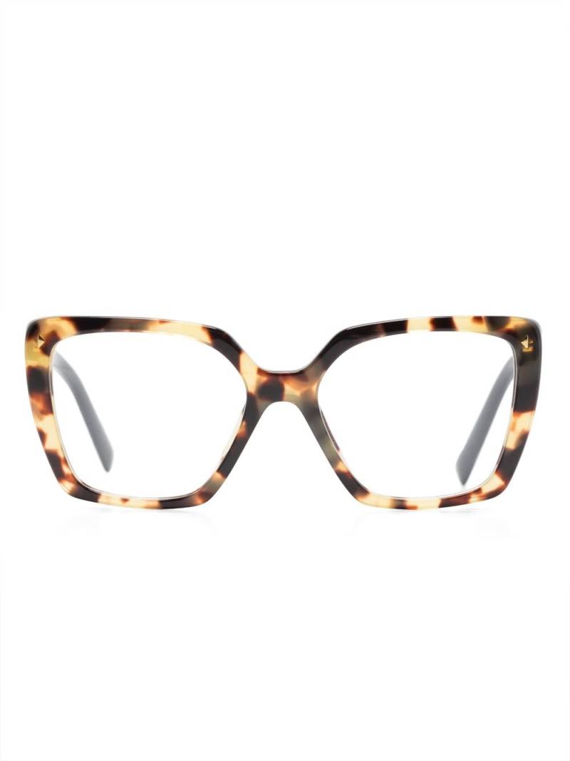 Prada Eyewear logo-print square-frame glasses - Neutrals von Prada Eyewear