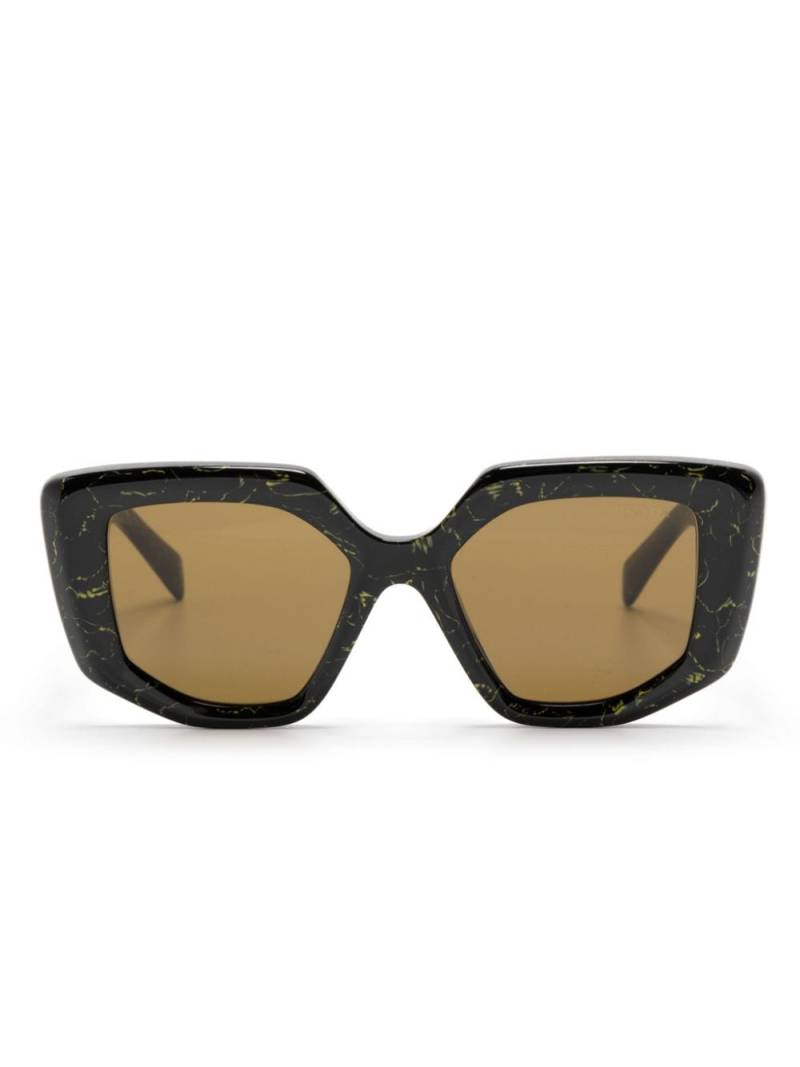 Prada Eyewear marble-effect oversized-frame sunglasses - Black von Prada Eyewear