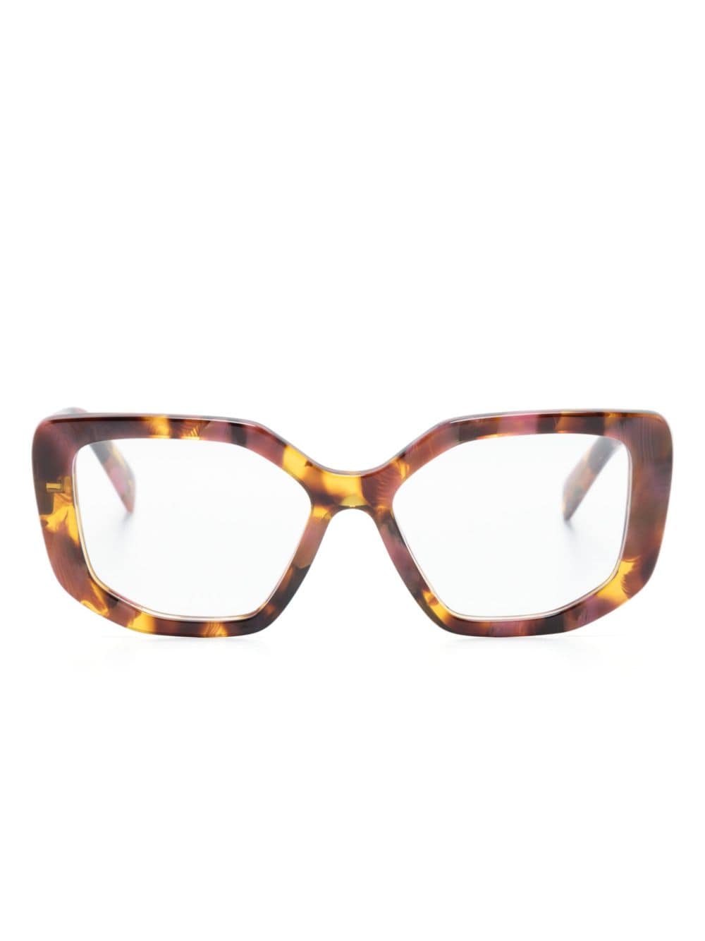 Prada Eyewear marbled square-frame glasses - Brown von Prada Eyewear