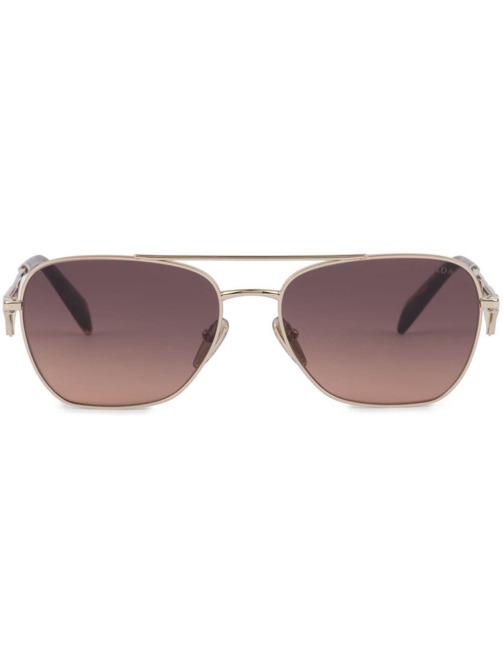 Prada Eyewear triangle-logo pilot-frame sunglasses - Gold von Prada Eyewear