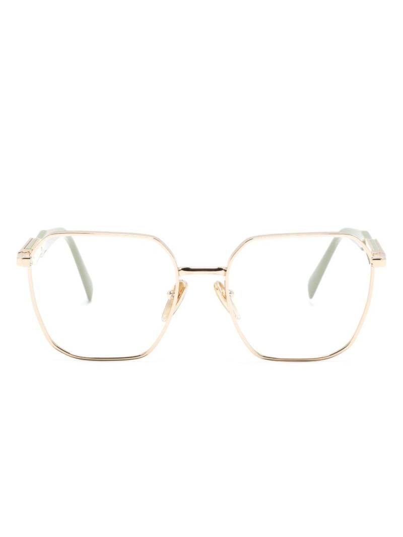 Prada Eyewear sculpted-arms oversized-frame glasses - Gold von Prada Eyewear