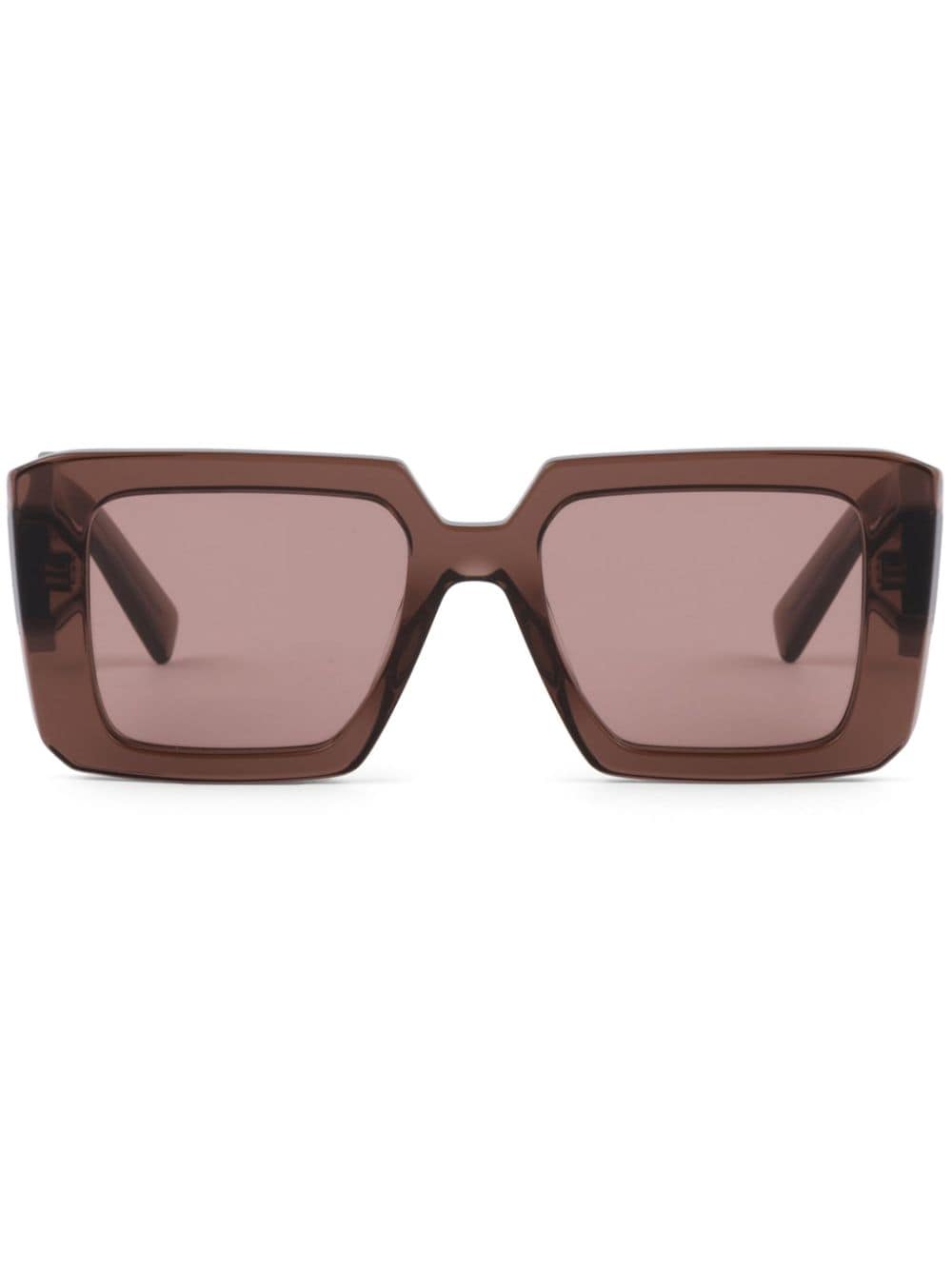 Prada Eyewear logo-plaque square-frame sunglasses - Brown von Prada Eyewear