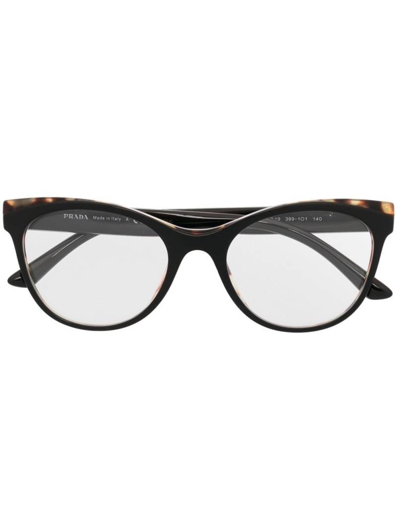 Prada Eyewear tortoiseshell-effect cat-eye frame glasses - Black von Prada Eyewear