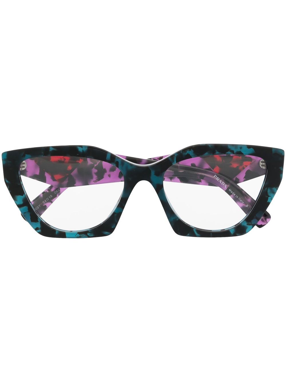 Prada Eyewear tortoiseshell-effect cat-eye glasses - Blue von Prada Eyewear