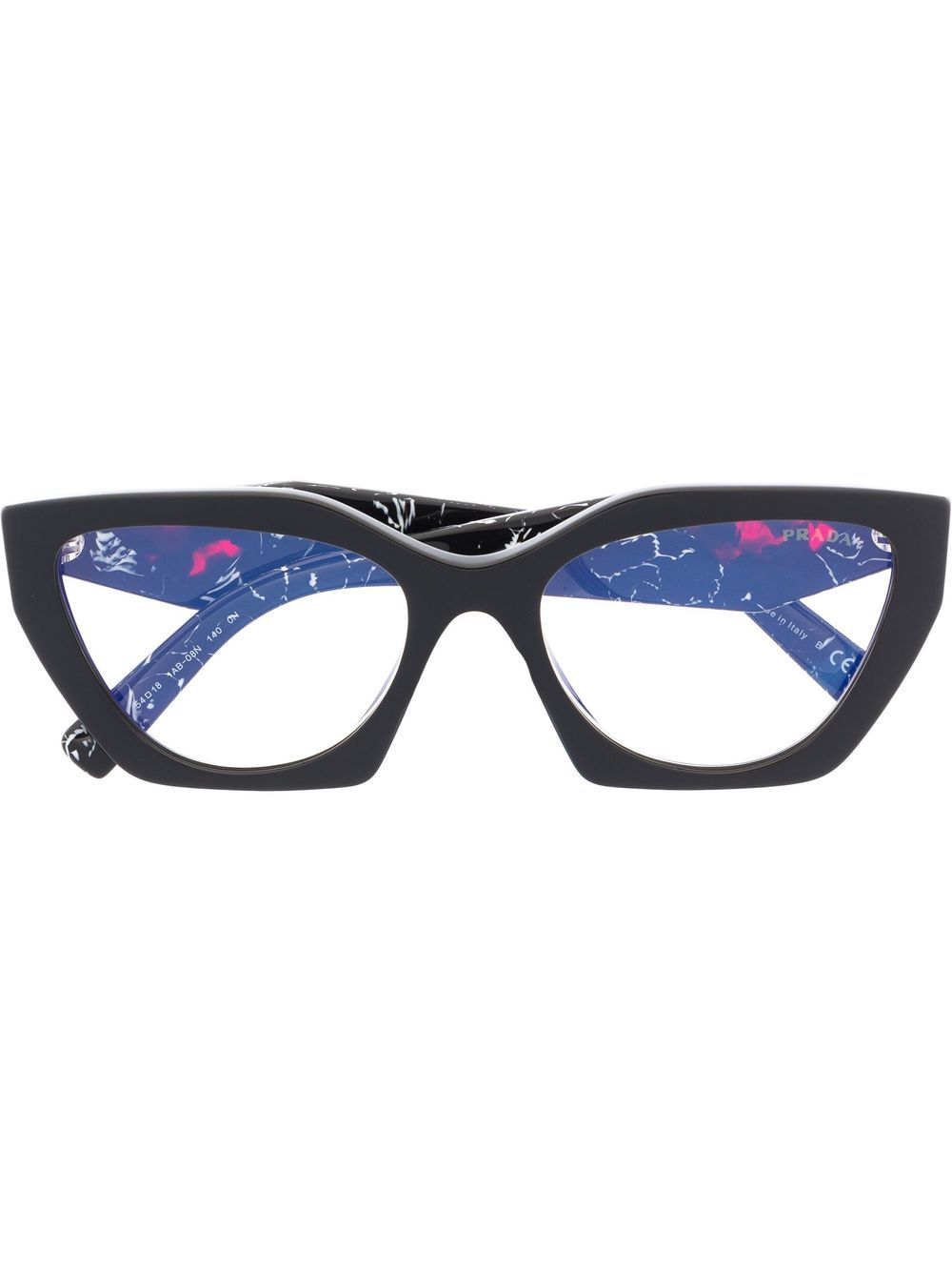 Prada Eyewear tortoiseshell-effect logo glasses - Black von Prada Eyewear