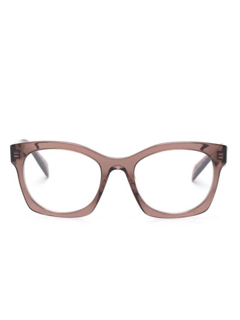 Prada Eyewear transparent-frame logo glasses - Brown von Prada Eyewear