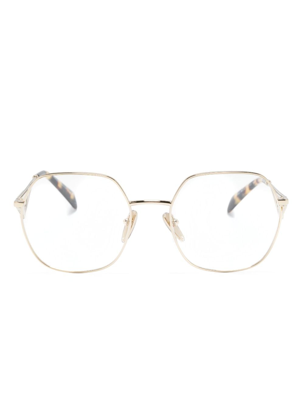 Prada Eyewear triangle-logo glasses - Gold von Prada Eyewear