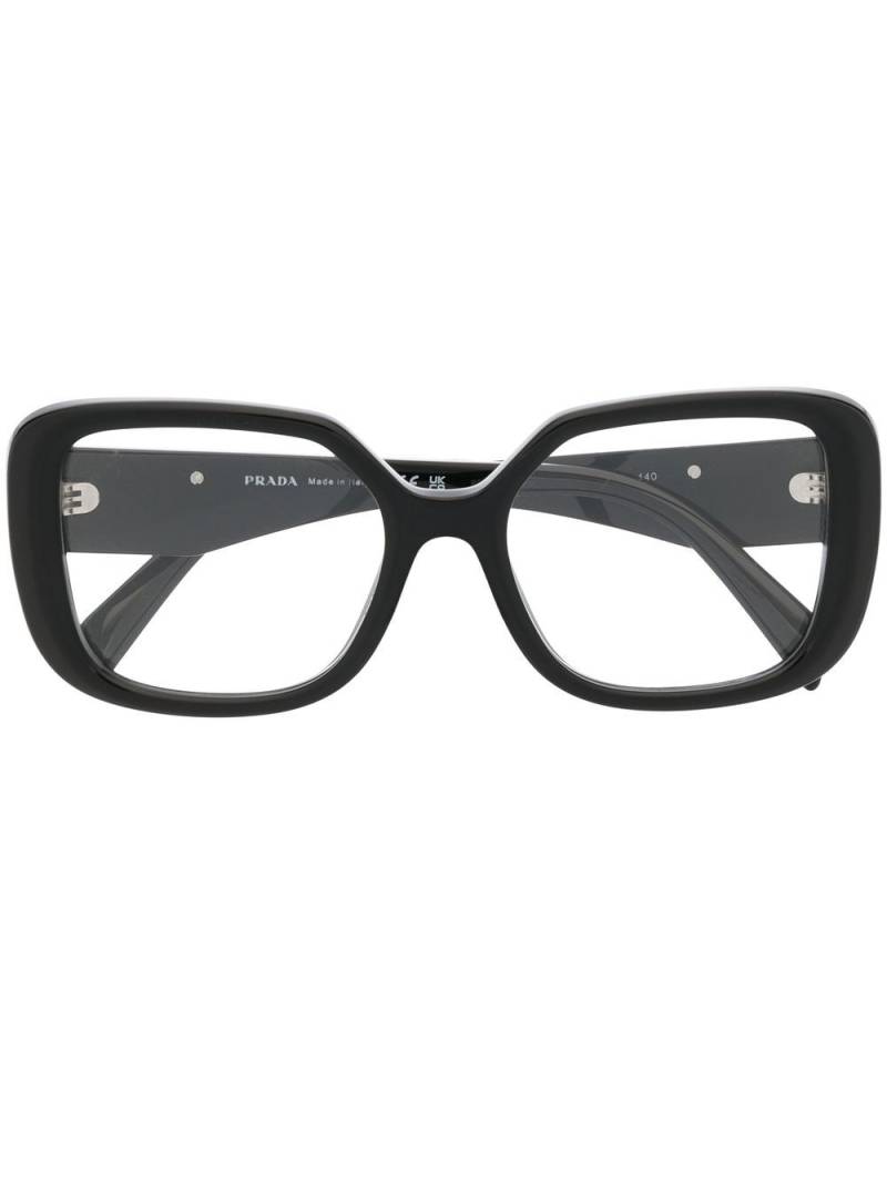 Prada Eyewear triangle logo-plaque square-frame glasses - Black von Prada Eyewear