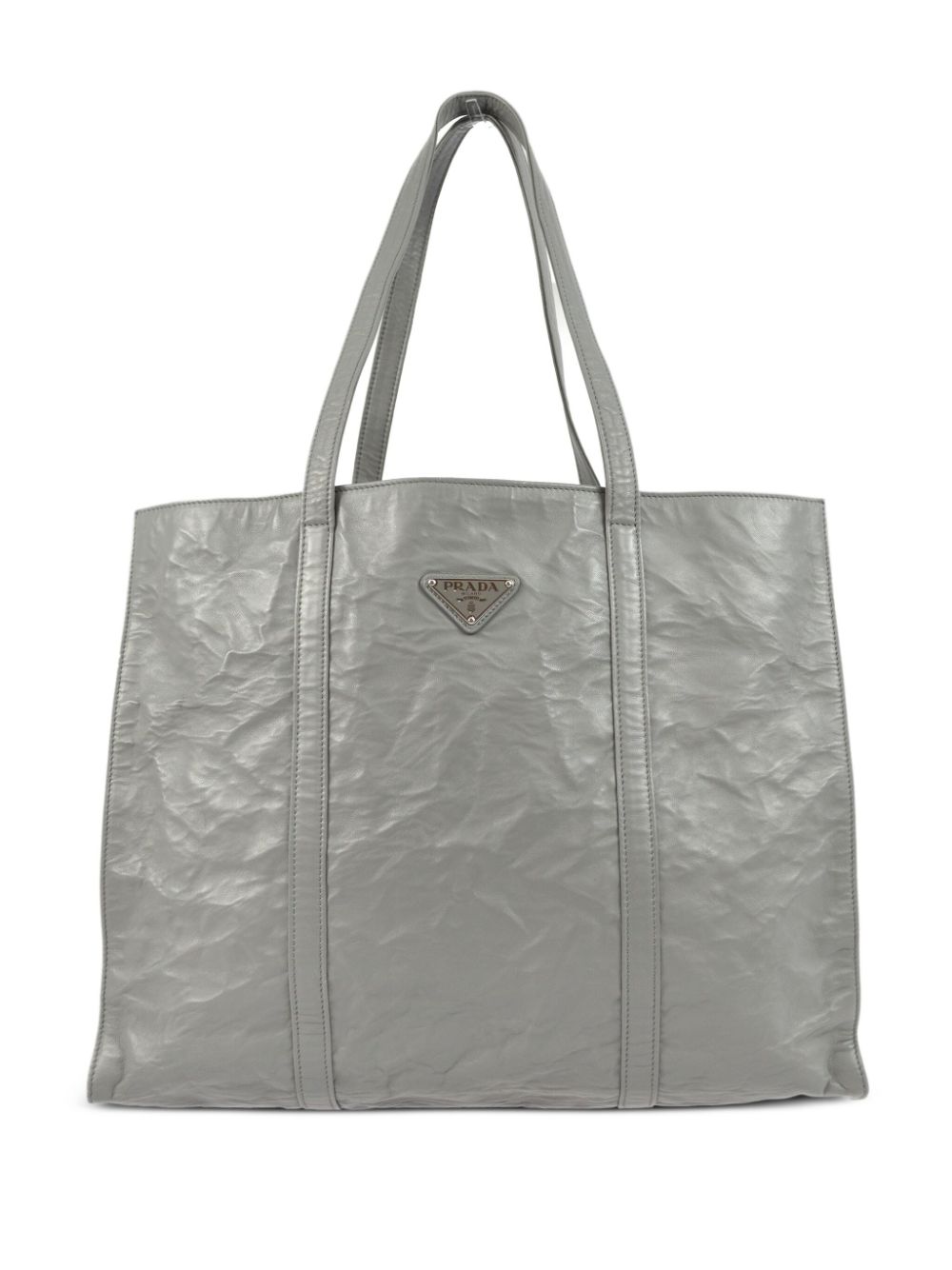 Prada Pre-Owned 1990-2000s triangle-logo crinkled tote bag - Grey von Prada Pre-Owned