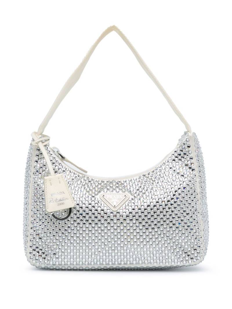 Prada Pre-Owned 2000-2013 Mini Satin Crystal Re-Edition 2000 shoulder bag - White von Prada Pre-Owned