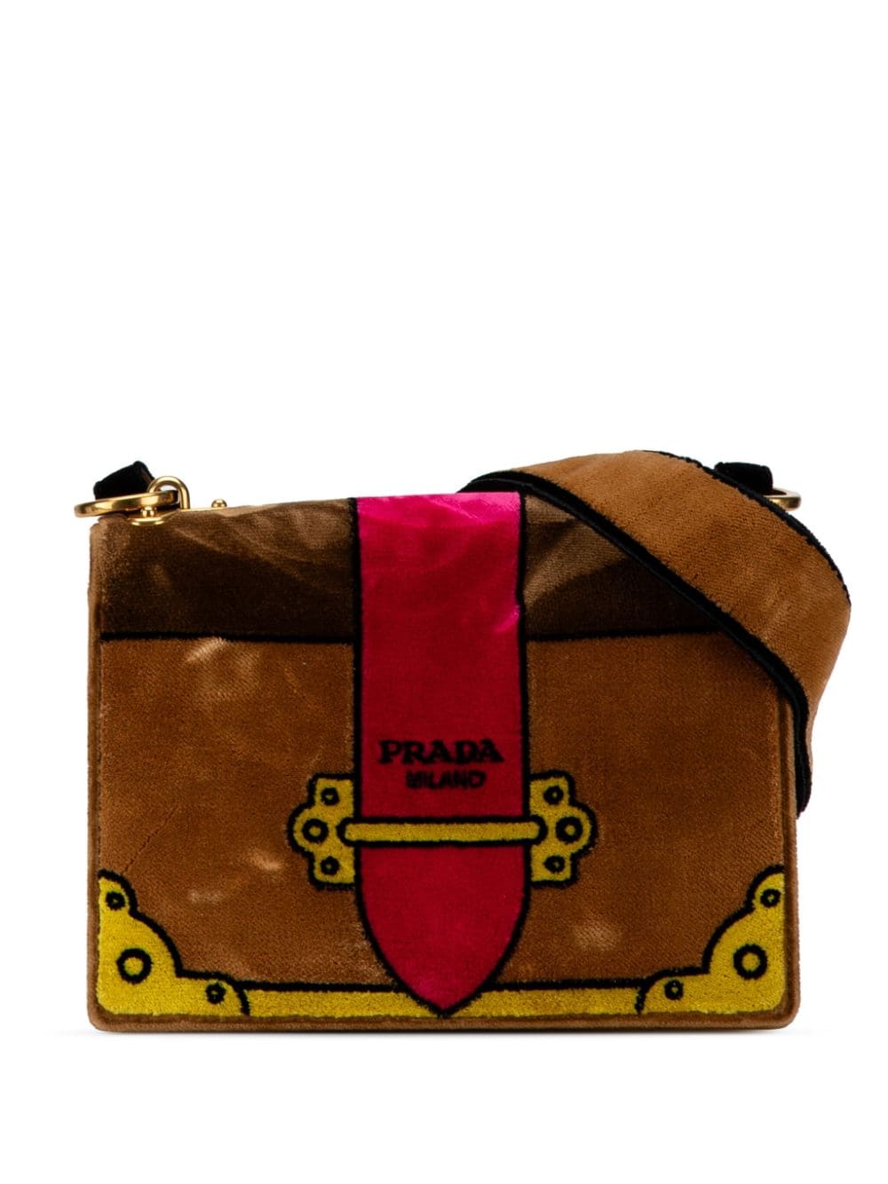 Prada Pre-Owned 2000-2015 Velluto Ricamo Trompe L'oeil Cahier crossbody bag - Brown von Prada Pre-Owned