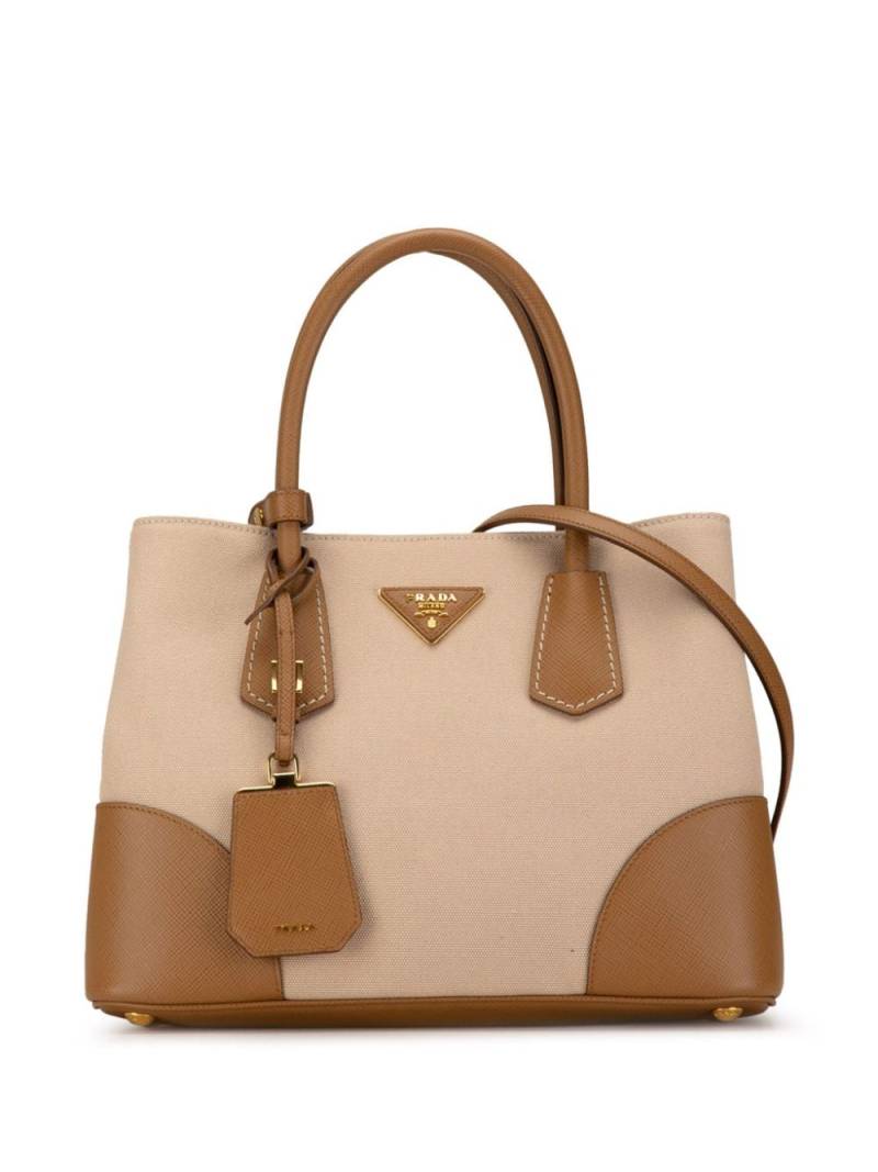 Prada Pre-Owned 2010-2023 Canapa and Saffiano Double satchel - Brown von Prada Pre-Owned