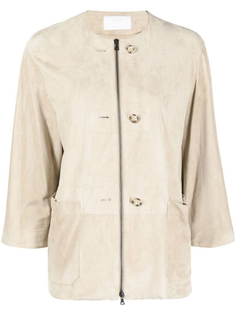 Prada Pre-Owned 2010 collarless leather jacket - Neutrals von Prada Pre-Owned