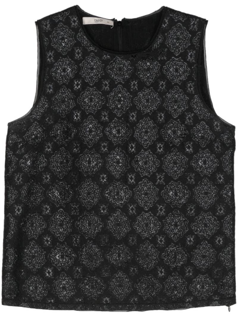 Prada Pre-Owned 2010 floral-jacquard top - Black von Prada Pre-Owned