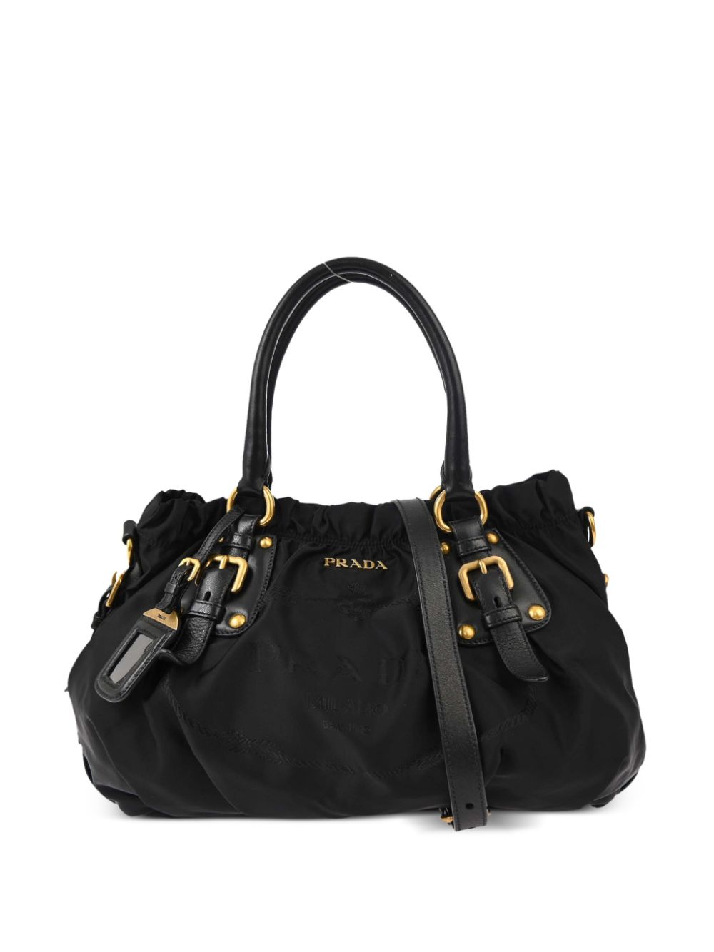 Prada Pre-Owned 2010 logo-appliqué two-way handbag - Black von Prada Pre-Owned