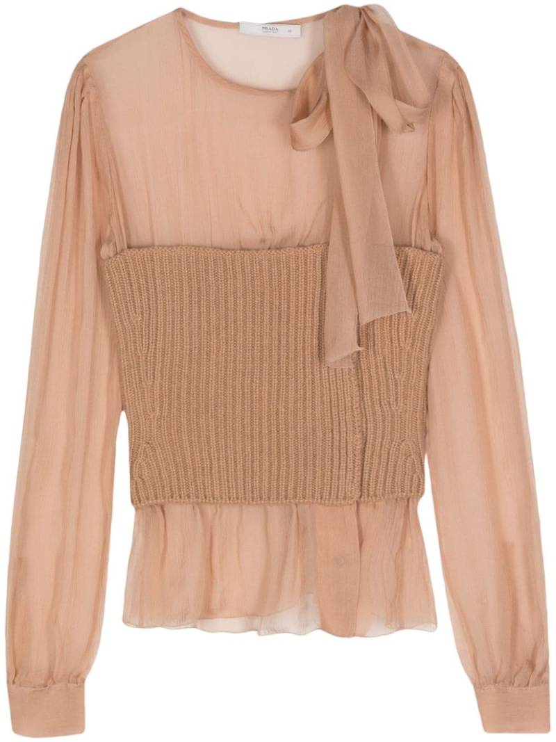 Prada Pre-Owned 2010s panelled blouse - Neutrals von Prada Pre-Owned