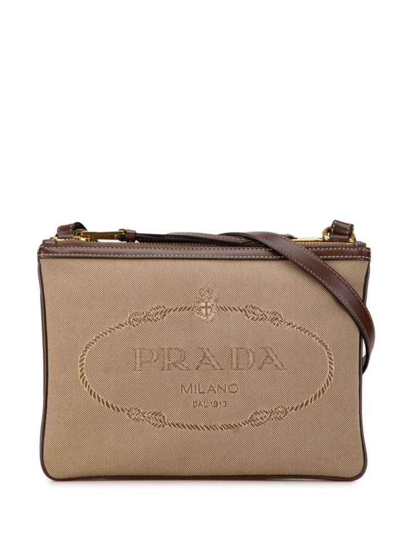 Prada Pre-Owned 2013-2023 Canapa Logo Double Zip crossbody bag - Brown von Prada Pre-Owned