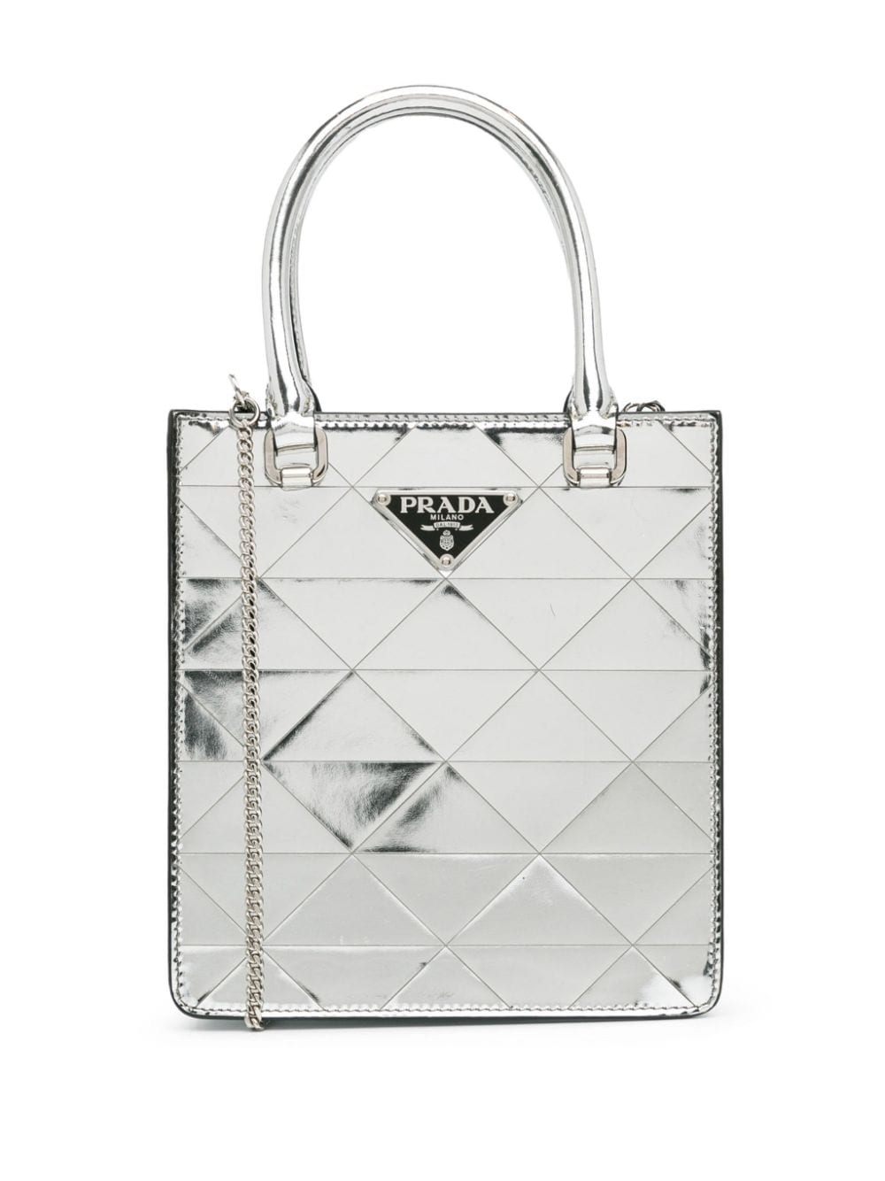 Prada Pre-Owned 2013-2023 Metallic Spazzolato Triangle satchel - Silver von Prada Pre-Owned