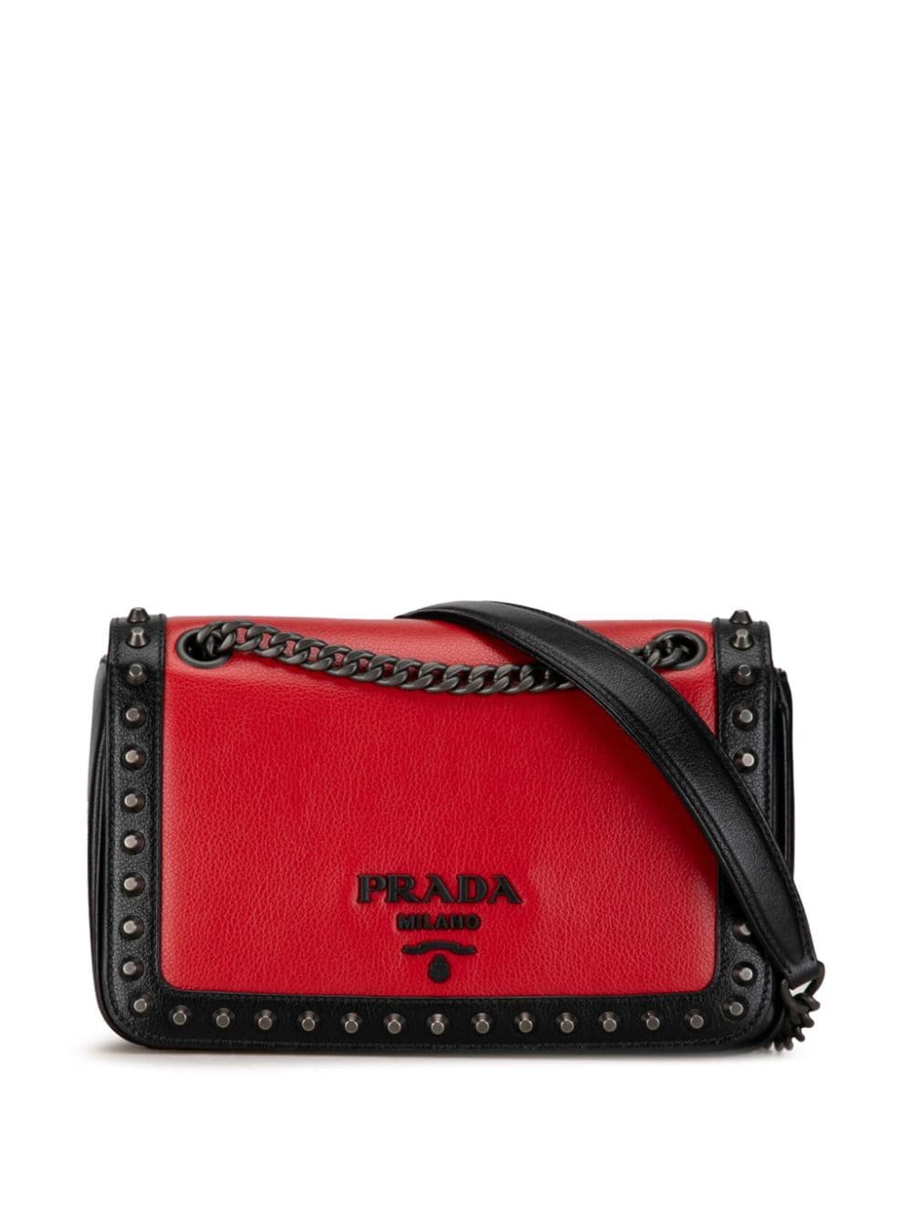 Prada Pre-Owned 2013-2023 Studded Glace Calf crossbody bag - Red von Prada Pre-Owned