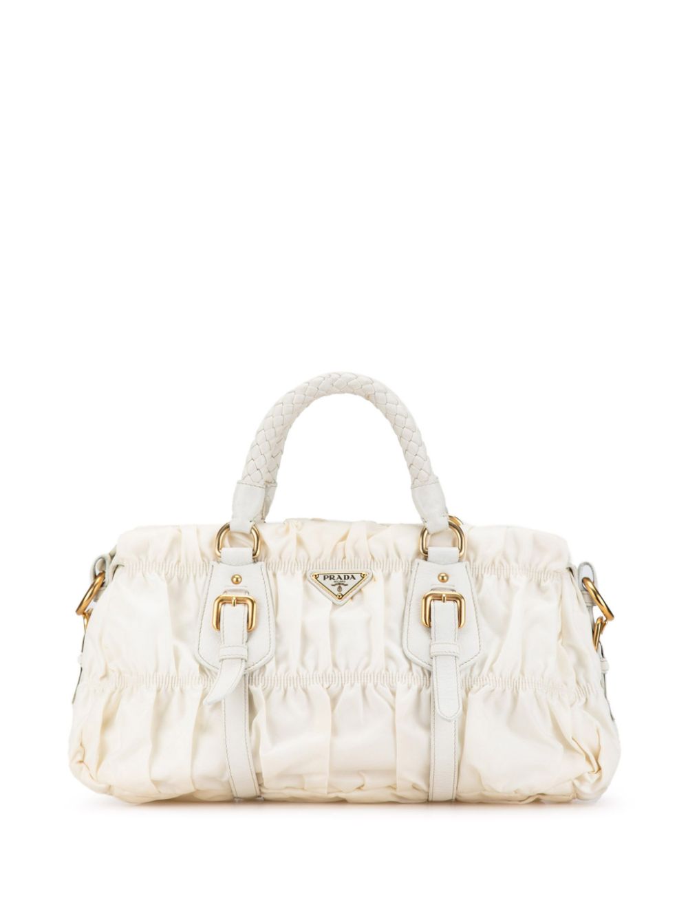 Prada Pre-Owned 2013-2023 Tessuto Gaufre satchel - White von Prada Pre-Owned