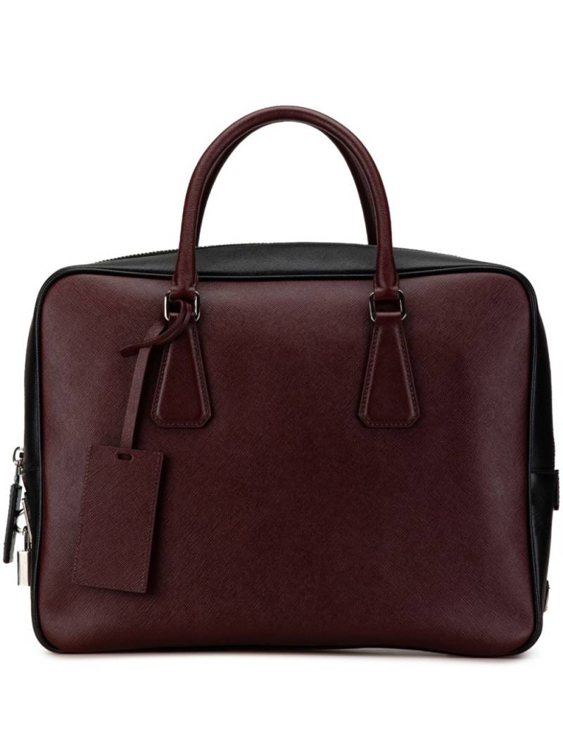 Prada Pre-Owned 2013-2024 Bicolor Saffiano Briefcase business bag - Red von Prada Pre-Owned