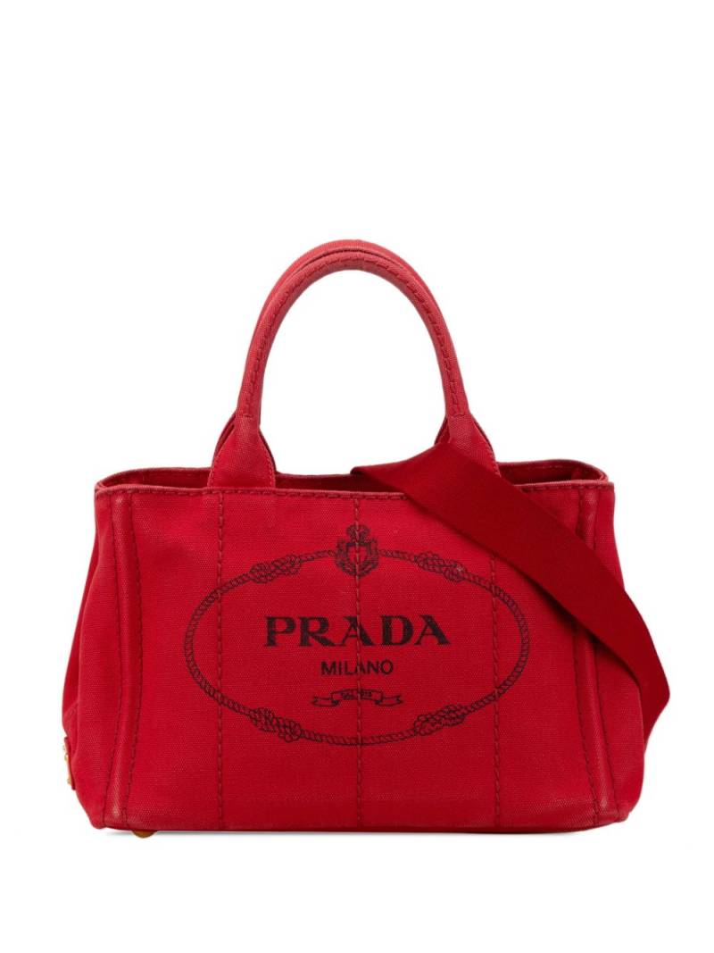 Prada Pre-Owned 2017 Small Canapa Logo satchel - Red von Prada Pre-Owned