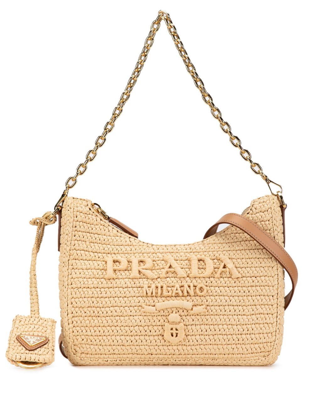 Prada Pre-Owned 2023 Mini Yarn Raffia Effect Crochet Re Edition 2000 satchel - Brown von Prada Pre-Owned