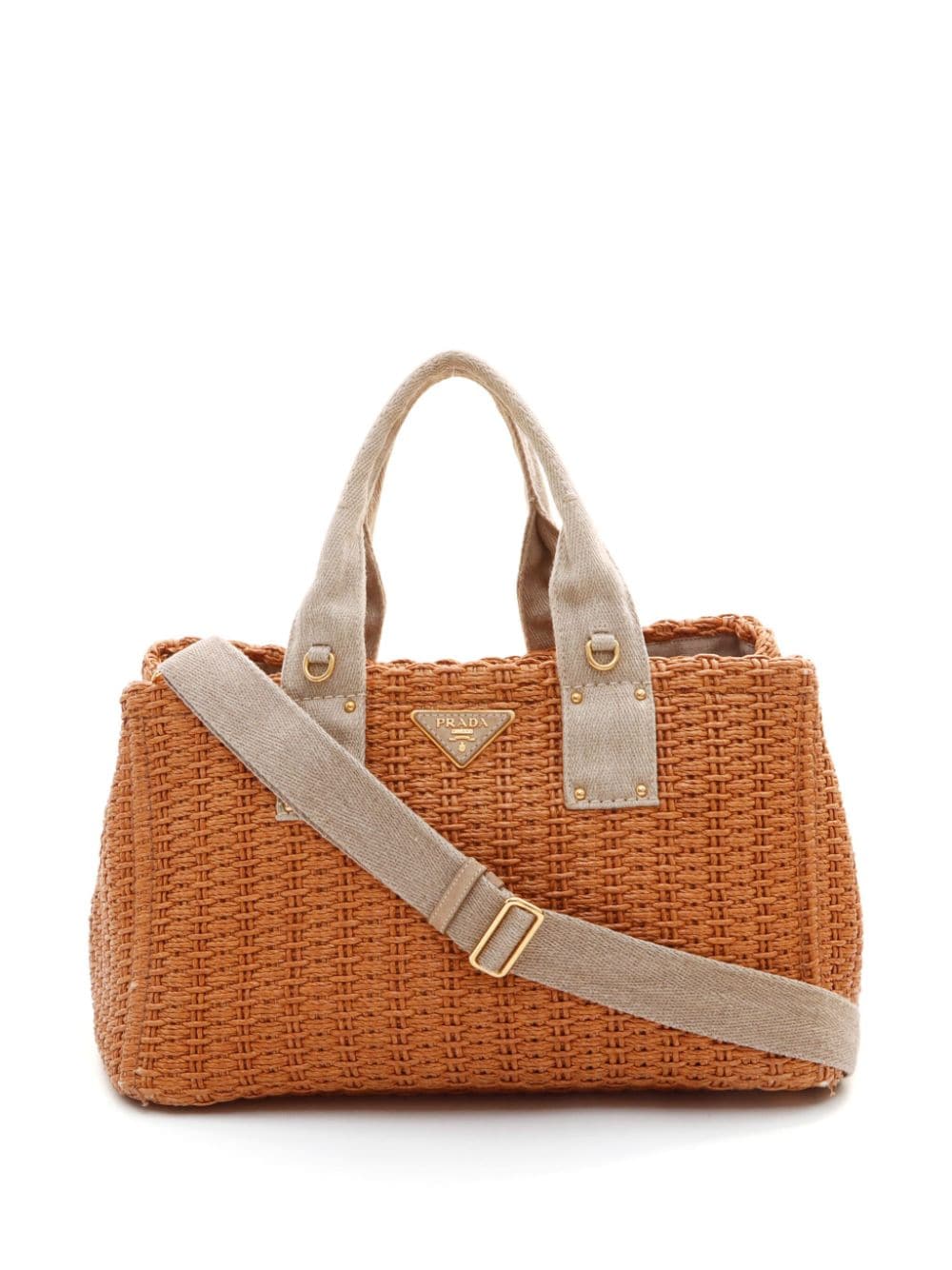 Prada Pre-Owned Canapa straw handbag - Neutrals von Prada Pre-Owned