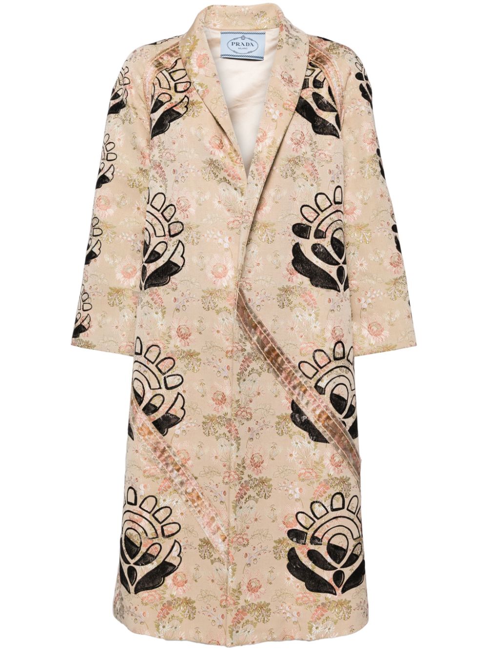 Prada Pre-Owned Embroidered Floral Coat - Neutrals von Prada Pre-Owned